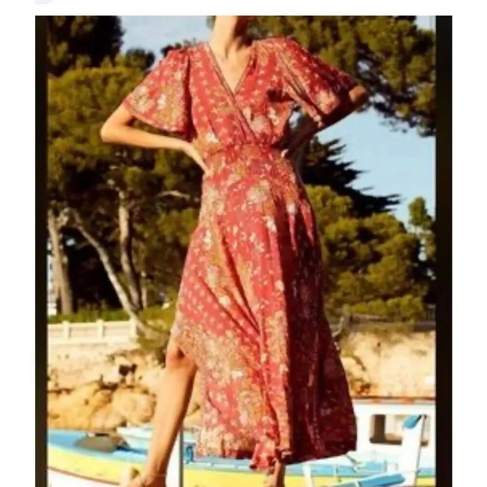 Poupette St. Barth Pink Floral Maxi Dress S